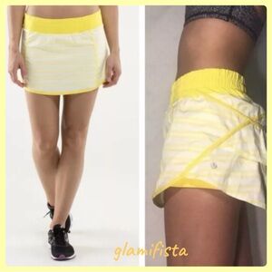 Lululemon Run: Track Attack Skirt-Twin Stripe Spry Yellow: Size 6